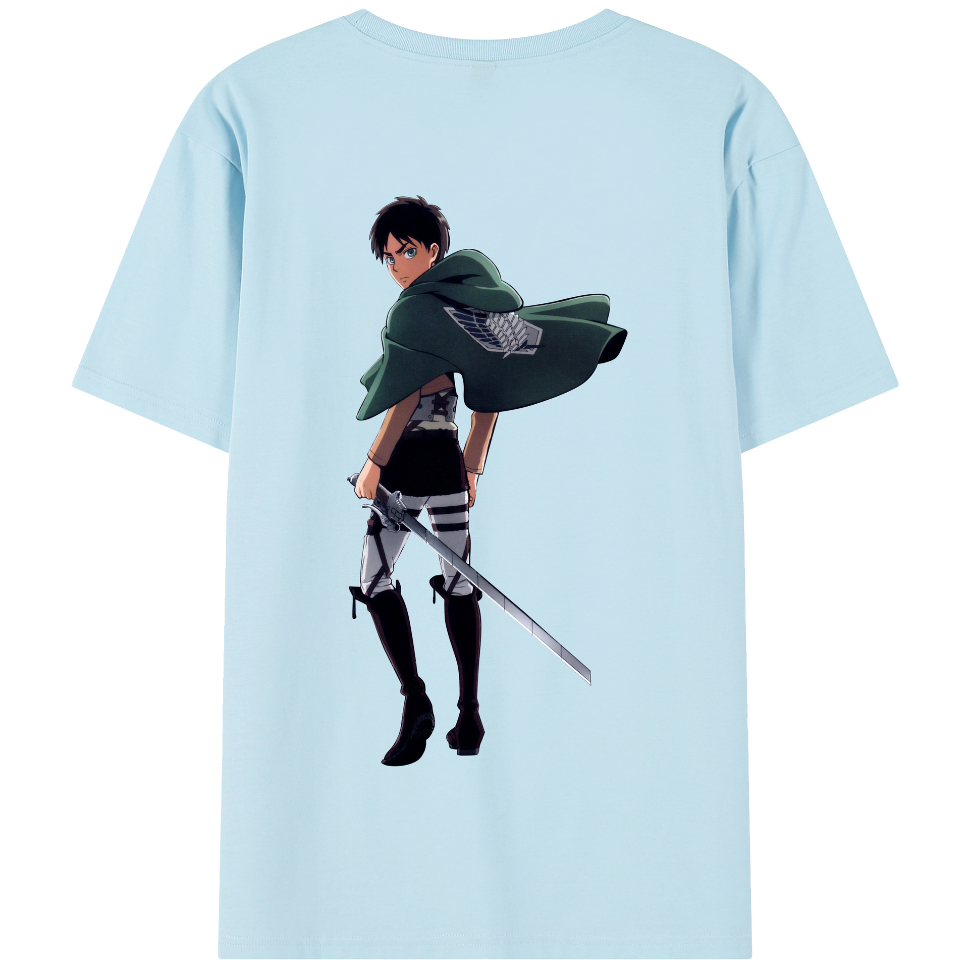 （画像用） 進撃の巨人 エレン･イェーガー Attack on Titan Eren Jäger 綿100％半袖Tシャツ（背面プリント）
